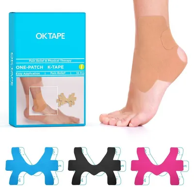 Produktbild von Kinesiologie-Knöchelband Beige 10 Stück zur Unterstützung bei Verstauchungen und Verletzungen