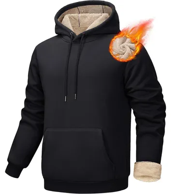 Immagine prodotto di Felpa con cappuccio da uomo, imbottita, calda, ideale per l'inverno, taglia XL, colore nero