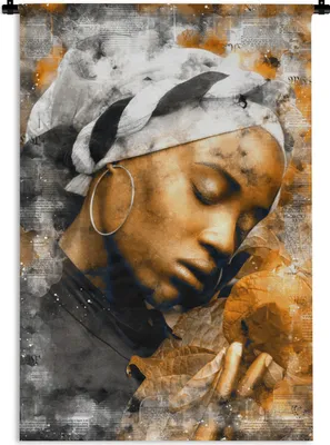 Produktbild von MuchoWow® Wandteppich Wandbehang Frauen - Kopftuch - Zeitung 120x180 cm Tapisserie Dekoration Wandtuch - Schlafzimmer - Dekorationen für das Haus