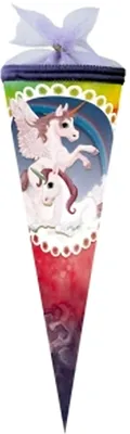 Produktbild von Nestler Schultüte Tüllv. 35 cm rund Pegasus - Regenbogenbunt