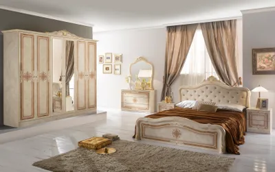 Produktbild von Barock Schlafzimmer Set Luisa in Beige / Walnuss