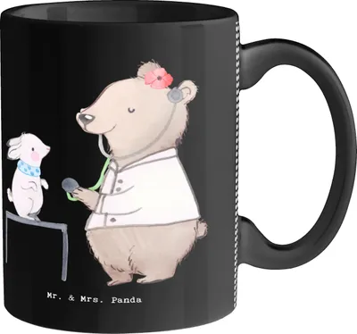 Produktbild von Mr. & Mrs. Panda Kaffeetasse Tierheilpraktikerin Herz - Schwarz - Geschenk, Geschenktasse, Kaffeebecher, Trinkbecher, Teebecher, Tasse, mit Spruch