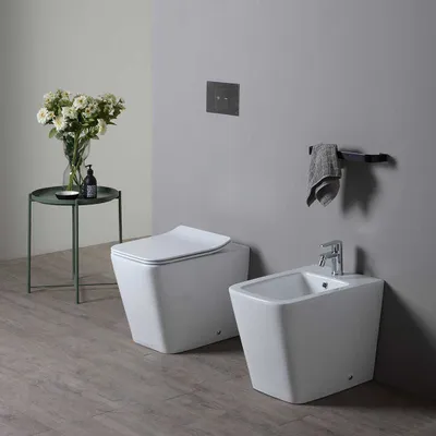 Produktbild von WC ohne Spülrand, Bidet + Toilettensitz mit Absenkautomatik | Rock