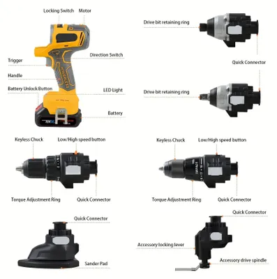 Imagen del producto de Taladro a batería - Taladro atornillador a batería - Taladro - Taladro percutor - Atornillador eléctrico