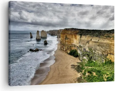 Produktbild von Bild auf Leinwand - Leinwandbild - Strand Ozean Landschaft - 70x50cm - Wand Bild - Wanddeko - Leinwanddruck - Bilder - Kunstdruck - Wanddekoration - Leinwand bilder - Wandkunst - AA70x50-0141
