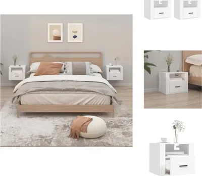 Image de vidaXL Tables de chevet murales 2 pcs. Blanc 50x36x40 cm - Tables de chevet