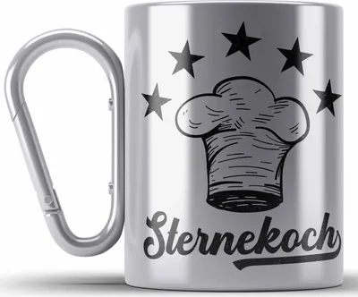 Produktbild von Trendation - Koch Geschenk Edelstahl Tasse Karabiner Sternekoch Geschenkidee Lustiger Spruch (Silber)