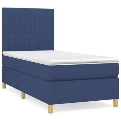 Image de vidaXL Lit boxspring avec matelas bleu 100x200 cm Tissu