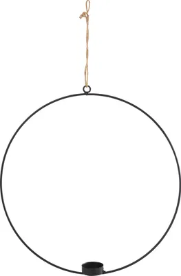 Produktbild von Metallring "Lindsey" für Teelicht zum Hängen, Schwarz, Ø 35 cm
