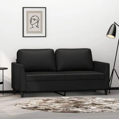 Obrázok produktu pre vidaXL 2-miestna pohovka čierna 140 cm Imitácia kože