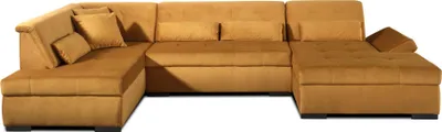 Image de Lisa Design Vermont - canapé panoramique d'angle gauche - 7 places - XXL - en velours , Jaune