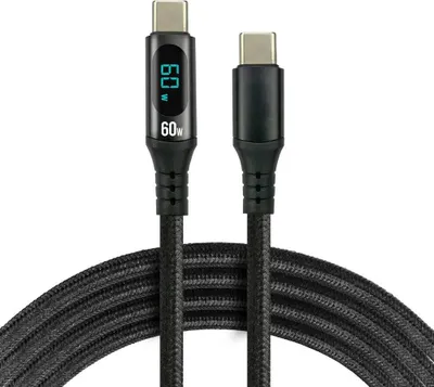Zdjęcie produktu dla Kabel USB-C -> USB-C everActive CBB-1PDL 1m 60W wbudowany wyświetlacz czarny