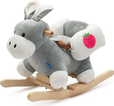 A plush rocking donkey toy for babies.