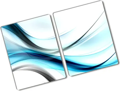 Produktbild von Tulup Glas Herdabdeckplatte - 2x40x52 cm - Glaskeramikkochfeld-Abdeckung Spritzschutz Glasabdeckplatte Kochplattenabdeckung und Schneidebrett - Zweiteilig - Kunst: modern & klassisch - Wellen Abstrakt - Blau