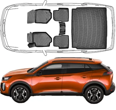 Produktbild von 3D Fußmatten & Untere Kofferraumwanne Auto Set Kompatibel mit Peugeot 2008 2.Gen 2019 - 2025