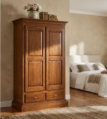 Immagine prodotto di Milani Home - Armadio 2 Ante In Legno Massello 125x61x200 - Tinta noce