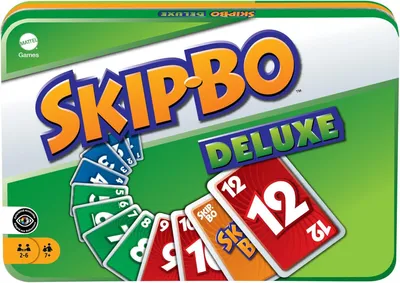 Produktbild von Mattel Games Skip-BO Deluxe, in Metallbox, Kartenspiele für die Familie, Perfekt als Kinderspiel, Reisespiel oder Spiel für Erwachsene, Spielzeit: 30