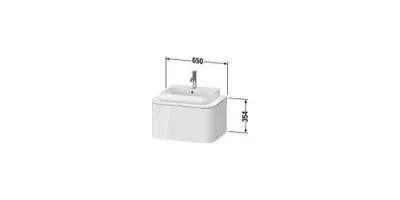 Produktbild von Waschtischunterbau HAPPY D.2 PLUS 650x480mm 1 Ausz. we s-matt o ES weiß supermatt ohne Einrichtungssystem