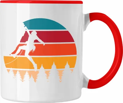 Produktbild von Trendation - Klettern Tasse Geschenk Outdoor Klettern Geschenkidee für Kletterer Grafik (Rot)
