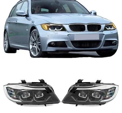 Produktbild von Scheinwerfer-Einheit, Halogenbeleuchtung, sequenzielle LED-Blinker, kompatibel mit BMW E90 E91 3er Serie 325i 328i 335i 2008-2012, Paar LHD