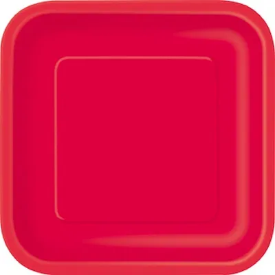 Image de 14 assiettes carrées rouges