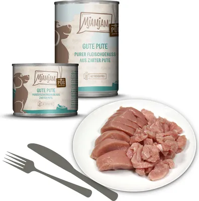 Produktbild von MjAMjAM 6x800g Pute pur Nassfutter für Hunde Hauptfutter natur