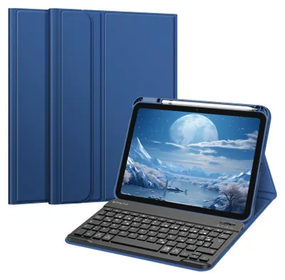 Produktbild von FINTIE Tastatur Hülle für iPad 11. Generation 11" 2025, iPad 10. Generation 2022 10.9", Schutzhülle mit TPU Rückschale, Pencil Halter und magnetisch Abnehmbarer Tastatur mit QWERTZ Layout, Navy