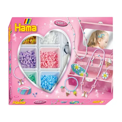 Image de Hama Midi Iron Bead Set Jewellery Making Pink, 2400pcs.
