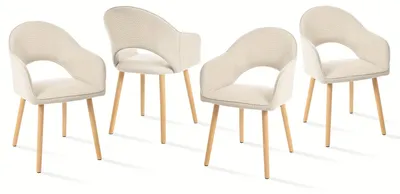 Produktbild von Esszimmerstühle - Stühle - Loungestühle - Sessel mit Armlehnen - Sitzgruppen - Hellbeige Polyester