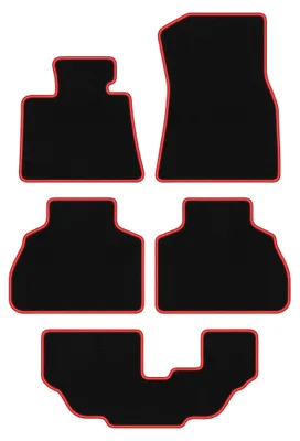 Produktbild von Fußmatten Automatten Velours Schwarz/Rot für BMW X7 G07 2018- Set 5-tlg