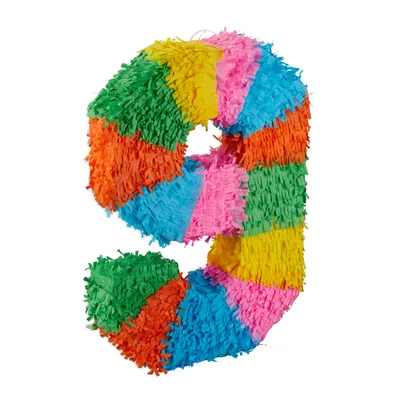 Produktbild von Relaxdays Pinata Geburtstag, Zahl 9, zum Aufhängen, Kinder & Erwachsene, Papier, zum selbst Befüllen, Piñata, bunt