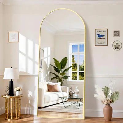 Standspiegel, bogenförmig, 203 x 91 cm, gold, Metallrahmen