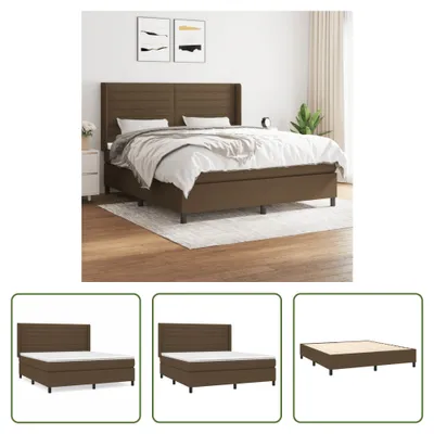 Produktbild von The Living Store Boxspringbett mit Matratze Dunkelbraun 180x200 cm Stoff