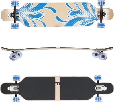 Produktbild von Design blau Blume LED Ahornholz (Flex 1) FunTomia® Longboard -  2212-0721