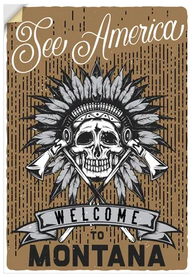 Produktbild von ARTland Wandbild, selbstklebend Totenkopf Indianer Montana Größe: 50x70 cm