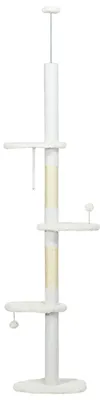 Productafbeelding van PawHut Kraboom, hoogte 2,25-2,55 meter, met zitplatformen, pluche en speelballen, wit