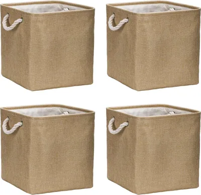 Produktbild von Faltbox 4 Stück 30x30x30 cm - Stoff Aufbewahrungskorb für Kleidung, Spielzeug und Werkzeuge