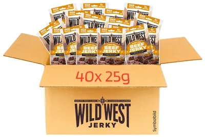 Produktbild von 40x 25g Wild West Honey BBQ Beef Jerky 1 kg Set Trockenfleisch