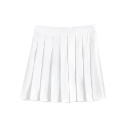 Produktbild von Damen Faltenrock kurzen Rock hohe Taille Reißverschluss Falten Rock Mini kurze A-Linie Rock Weiß XL