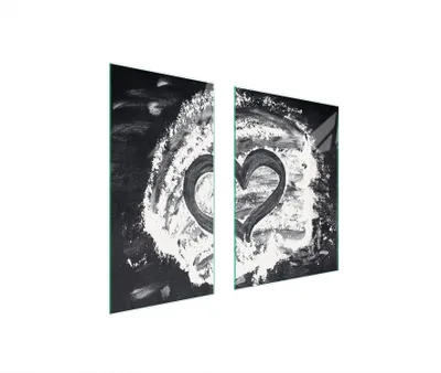 Produktbild von Herdabdeckplatten 2 teilig 75x52 Glaskeramikkochfeld Abdeckung Glas Schneidebrett Herz Küche