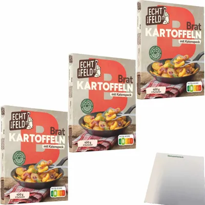 Produktbild von Echt vom Feld Bratkartoffeln mit Katenspeck 3er Pack (3x400g Packung) + usy Block
