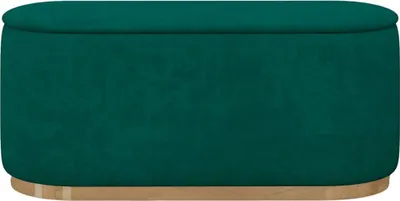 Produktbild von Dancan Scarlett ovaler POUF mit Stauraum / 110 cm / Sitzpuff mit Samtstoff bezogen / Grün
