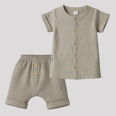 Immagine prodotto di Camicia in mussola con pantaloncini per neonati New Baby linen, taglia 56 (0-3 mesi)