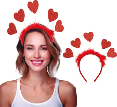 Produktbild von Karneval Diadem Herzen Kopfschmuck Leuchtende Faschings Accessoires Ausgefallen Feen Wunderland Märchen Tänzer Faschingsparty, Farbe: Rot