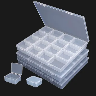 Aufbewahrungsbox 48 Fächer, 3er-Pack, transparent, Kunststoff