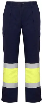 Produktbild von Roly Workwear HV9301 | Soan Hi-Viz Trousers - Arbeitshose mit Reflektionsstreifen - Farbe: Navy Blue 55/Fluor Yellow 221 - Größe: 42