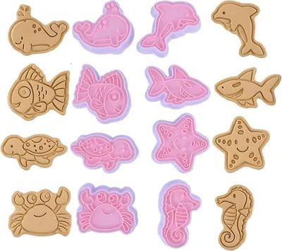 Image de Moules pour poissons de mer ANIMAUX avec tampon 8pcs