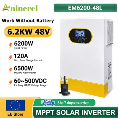 Zdjęcie produktu dla Hybrydowy falownik solarny z czystą sinusoidą i kontroler ładowania MPPT