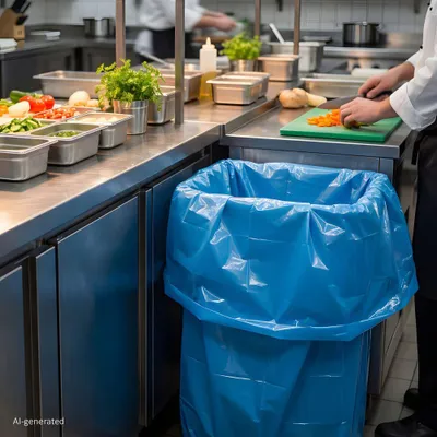 Produktbild von Müllsäcke LDPE 120 L – 110 x 70 cm, Blau | Robuste Abfallsäcke für Gewerbe & Haushalt