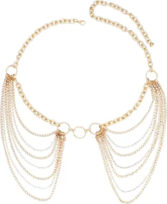 Produktbild von Damen Taillenkette aus Legierung, mehrlagige Kette, Quaste, Bauchkette, verstellbarer Harness, Gothic-Taillenkette, Kleidungszubehör